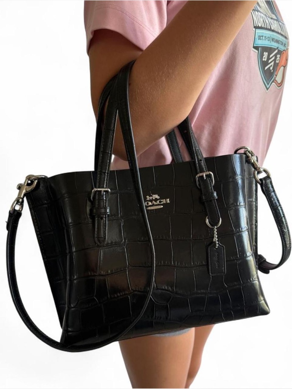 COACH Black Croc Mollie Tote Bag 25 | Style CW017 - Picture 2 of 12